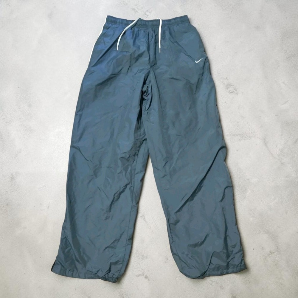 Nike Pants Womens XL Blue Windbreaker Track Lined Y2K Baggy Side Zip Drawstring
